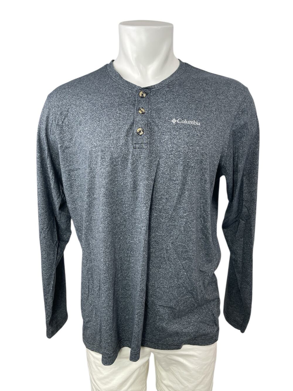 Columbia Omni-Wick Men's Gray Long Sleeve Henley Performance Tee T-Shirt Top XL